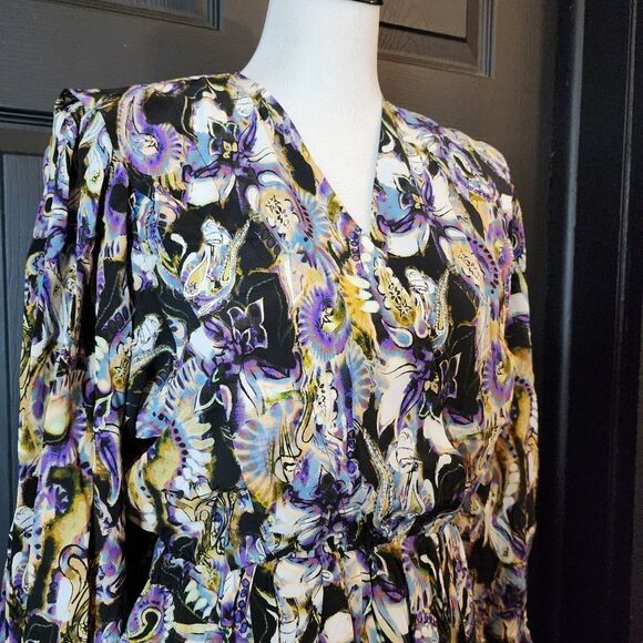 IRO Silk Blend Draped Wrap-effect Asymmetric Hem Damie Multicolor Mini Dress - Picture 8 of 16